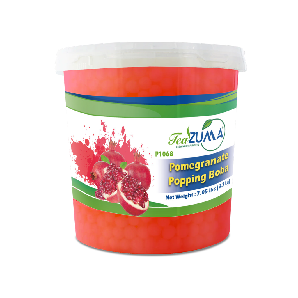 TEAZUMA POMEGRANATE POPPING BOBA 7.5 lbs x 6 Bottle/Case 30 lbs