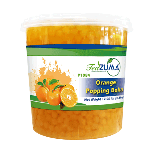 TEAZUMA ORANGE POPPING BOBA 7.5 lbs x 4 Bottle/Case 30 lbs