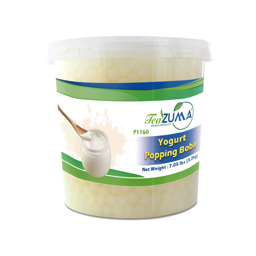 TEAZUMA YOGURT POPPING BOBA 7.5 lbs x 4 Bottle/Case 30 lbs