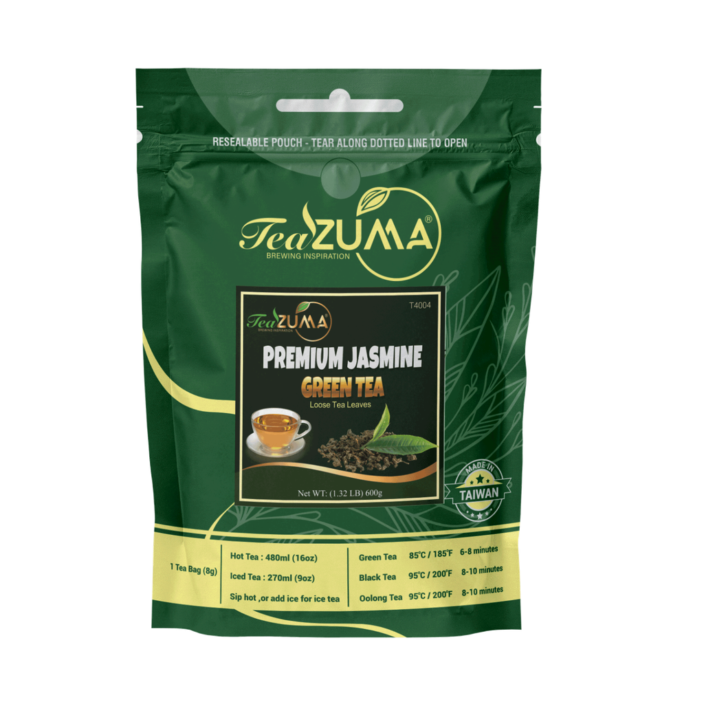 TEAZUMA PREMIUM JASMINE GREEN TEA 600g 1.32 lbs 12 Bag/Case