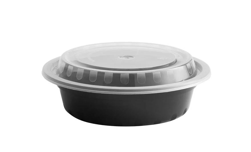 24oz Round container Black bottom clear lid