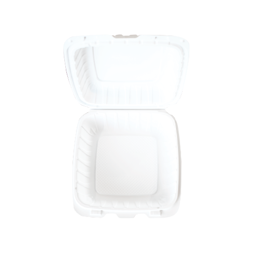 TOGO WARE  Plastic 1 Compartment 9x9x3 with filler 150pcs/Carton (White)