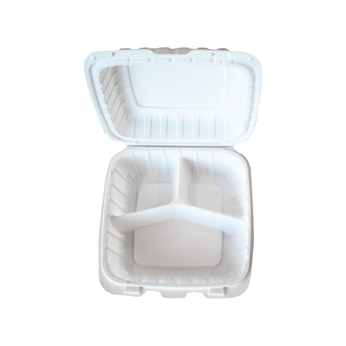 TOGO WARE Plastic 3 Compartment 9x9x3 with filler 150pcs/Carton (White)