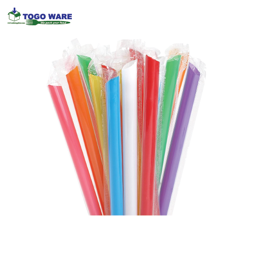 AKNADA Boba Black Plastic Straws Wrapped 12mm X 225mm 2000pcs/Carton (Printing)