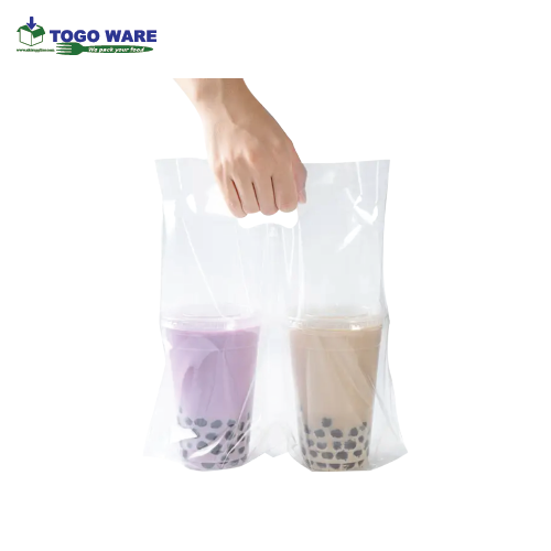 AKNADA Clear Plastic Togo Bag (4 cups) 260mm X 420mm 275pcs/Carton (Printing)