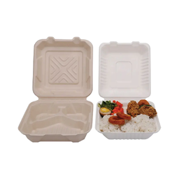 [T1003] TOGO WARE 9 INCH Sugarcane 3 Compartment Hinged Box 200pcs/Carton