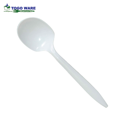 [F103] TOGO WARE Plastic White Soupspoon Heavy Duty  (Wrapped) 1000pcs/Carton